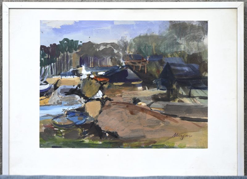‘Werfje in Bretagne’. Acryl op papier getekend Marjon