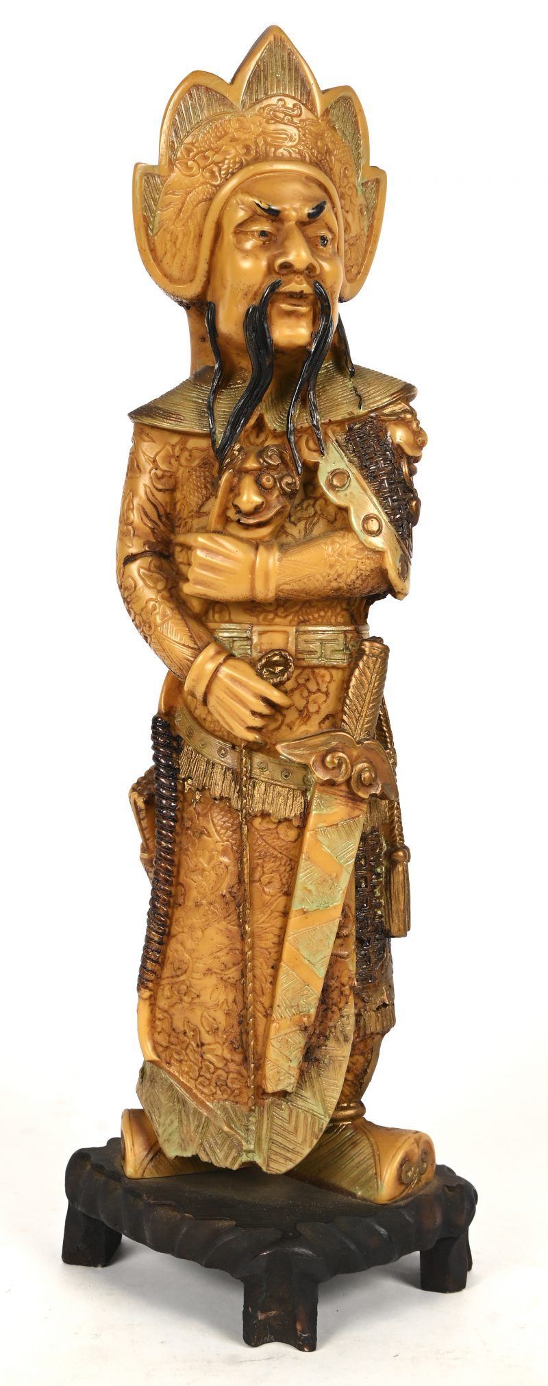 Mongoolse krijger met boog en zwaard, kunsthars.