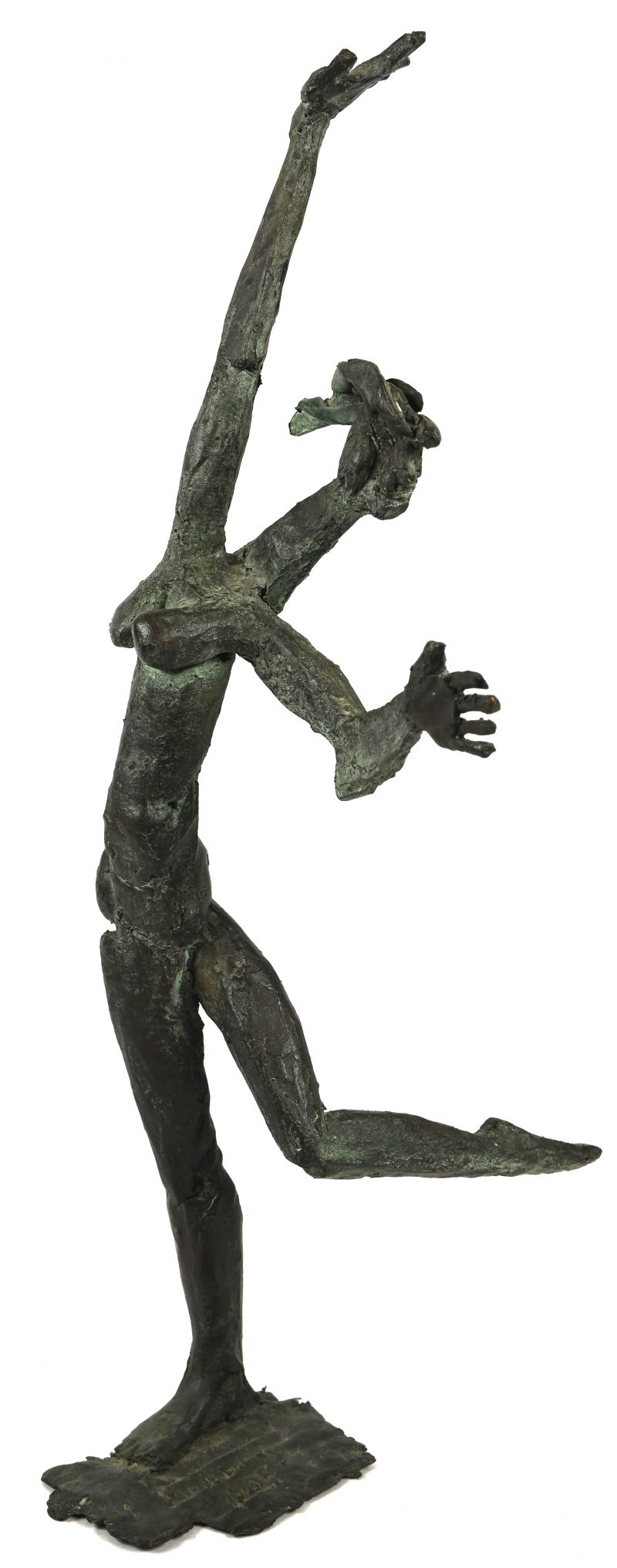 ‘Dansend vrouwelijk figuur’. Expressionistisch bronzen beeldje, gesigneerd Meysmans 1995.