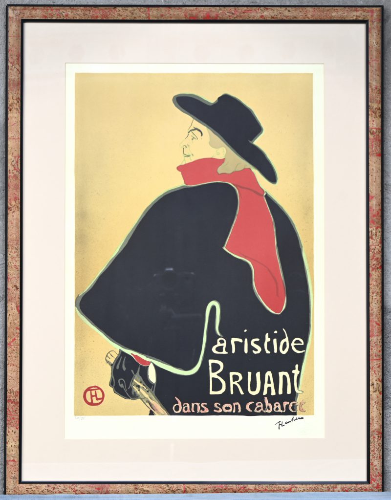 “Aristide Bruant”, een kleurenlitho met droogstempel en certificaat, genummerd 260/275.