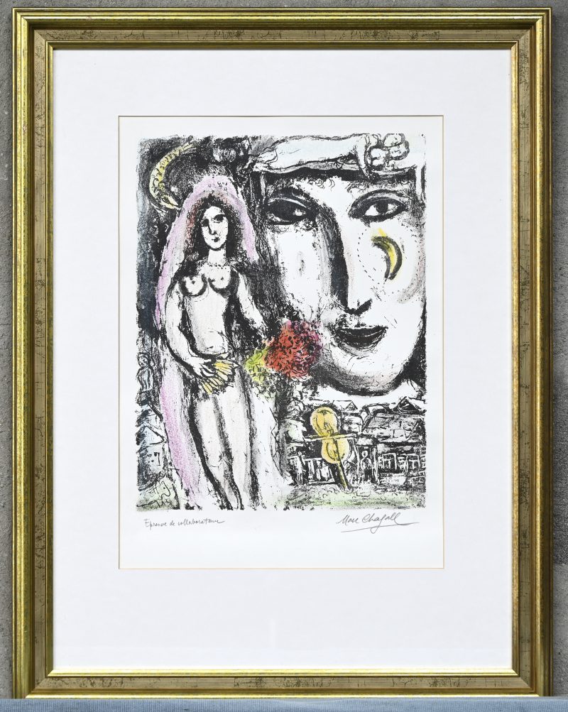 “Bruidsmeisje”,een lithografie in kleur, epreuve de collaborateur, in potlood gesigneerd.