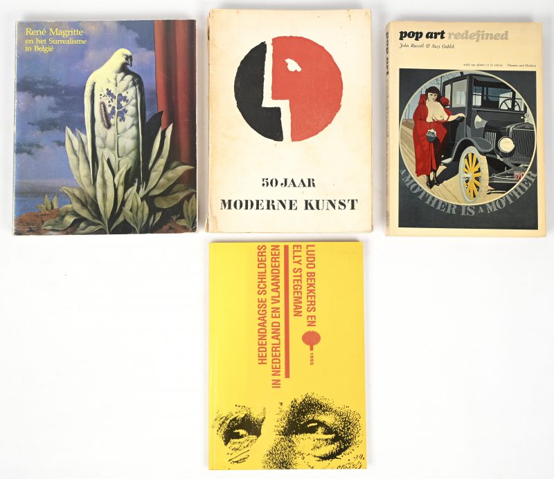 Klein lotje kunstboeken; 50 jaar moderne kunst, Pop Art redefined, Hedendaagse schilders in Nederland en Vlaanderen en een werk over René Magritte.