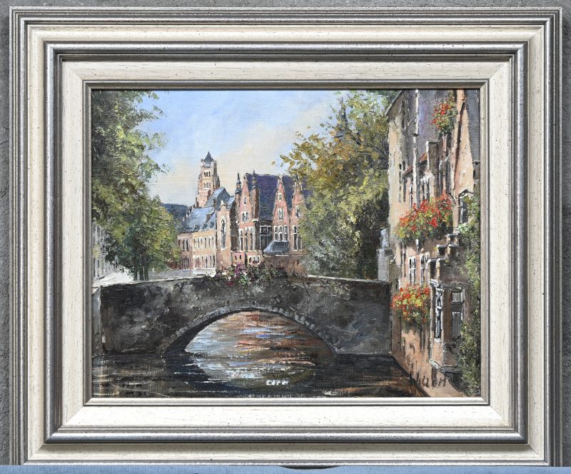 “De Brugse Reien”. Olieverf op doek. Gesigneerd.