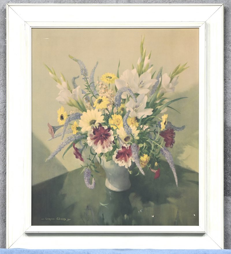 “Bloemenstilleven”. Reproductie van een werk door Ward Vernon d.d. 1953