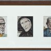 ‘Lierse typen’. En set van 12 kleurenlitho’s in vier kaders. Getekend op de steen.