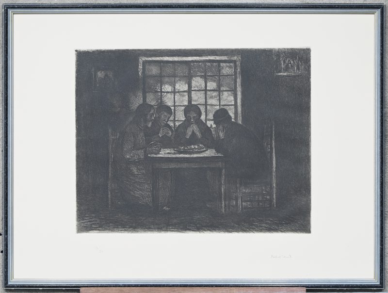 ‘Het symbool van de Kempen’. Monochrome ets, genummerd en getekend; Jakob Smits.