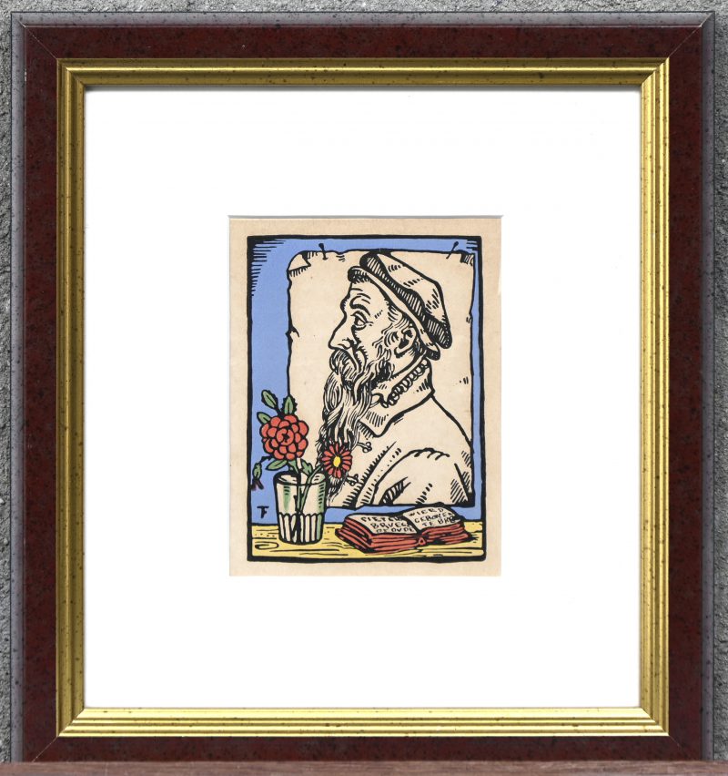 ‘Pieter Brueghel de oude’. Kleurenlitho met monogram ‘F’, in de plaat.
