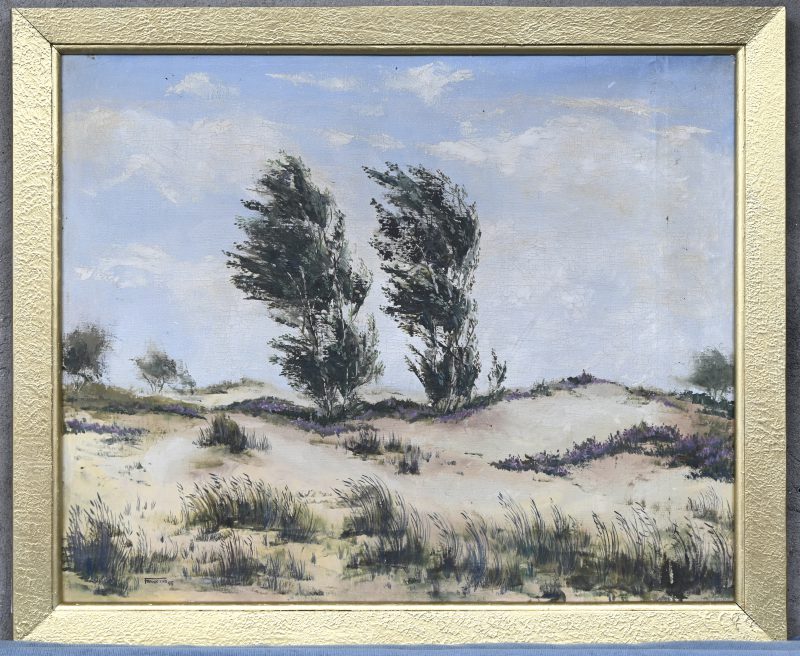 “Heidelandschap”. Olieverf op doek. Gesigneerd en gedateerd 1955.