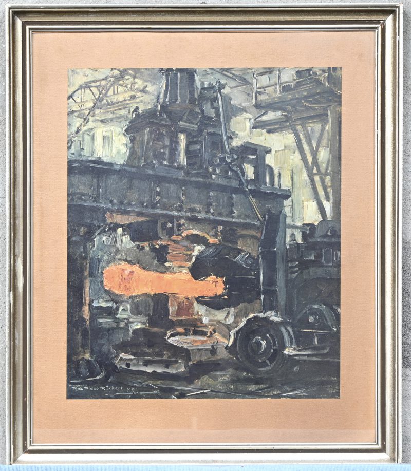 “Staalgieterij”. Litho. Gesigneerd en gedateerd 1951.