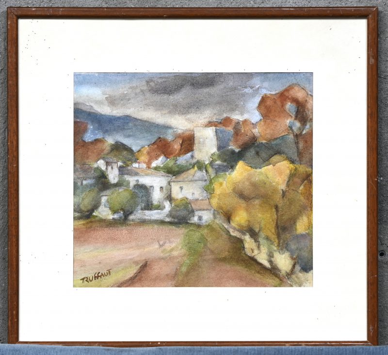 Zuiders landschap, aquarel getekend Truffaut.