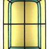 Een set van 4 oude glas-in-loodramen, geel en groen glas.