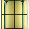 Een set van 4 oude glas-in-loodramen, geel en groen glas.