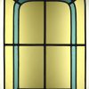 Een set van 4 oude glas-in-loodramen, geel en groen glas.