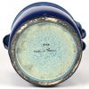 Een blauw geglazuurde aardewerken cache-pot, hand made in France. Kleine schilfer.