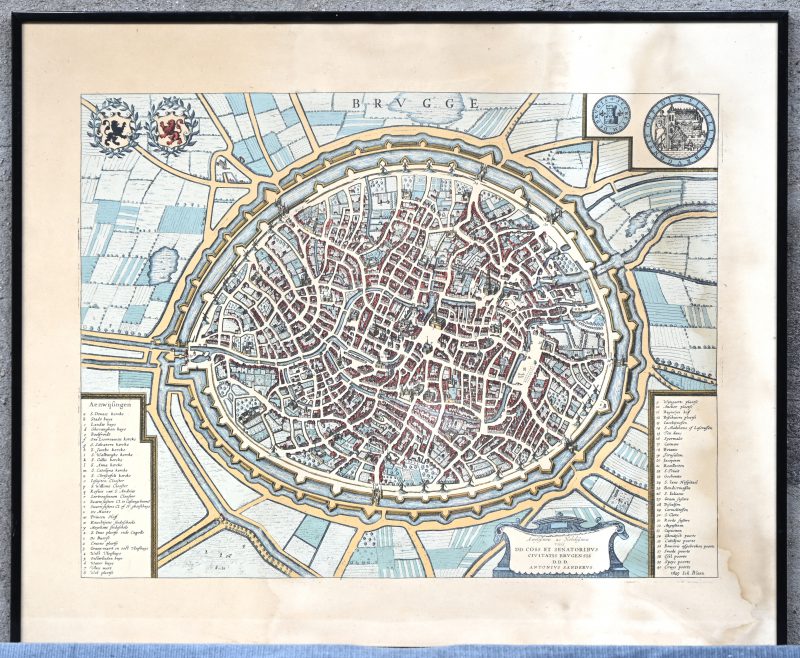 Een oude Brugse stadskaart, reproductie van een kaart ui 1649.