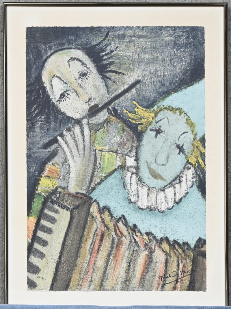 “Clowns”, een lithografie op papier, gesigneerd, EA IV/XX.