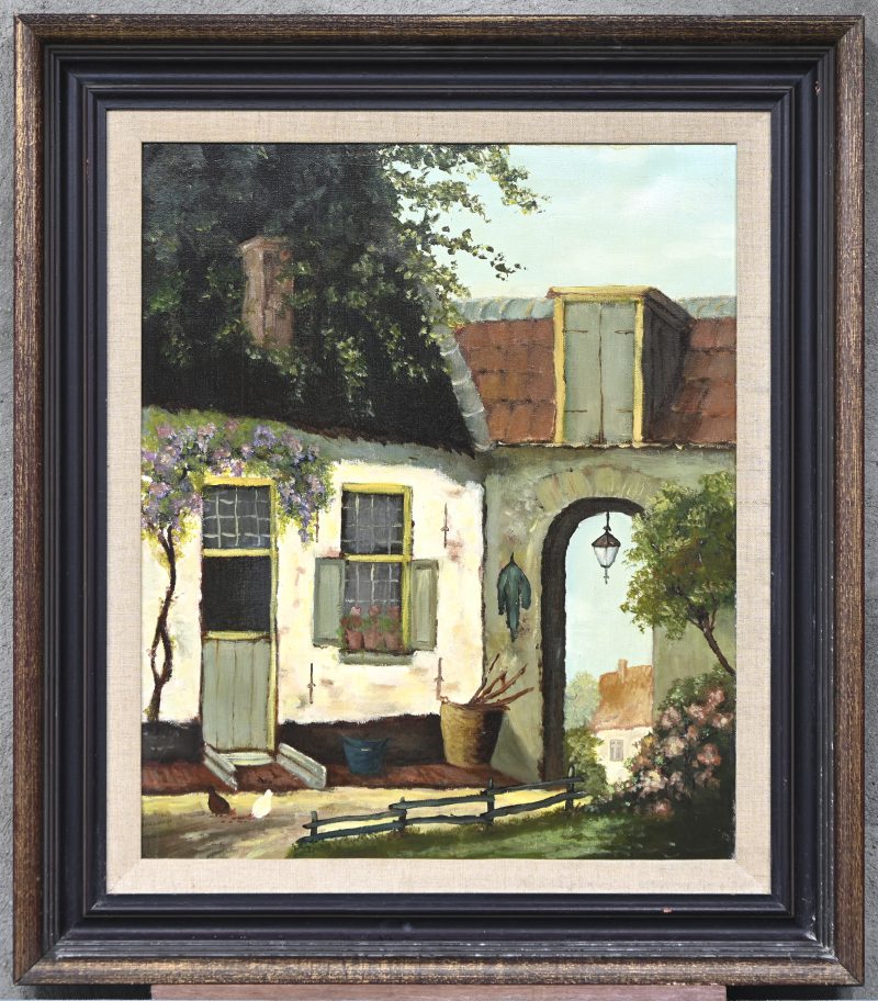 “Koerzicht”, een schilderij, olieverf op doek, niet gesigneerd.