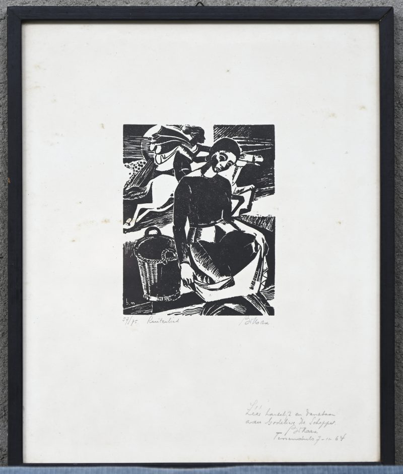 ‘Ruiterlied’. Hoogdruk, gemonogrammeerd in de plaat en getekend buiten de plaat; B. Max.