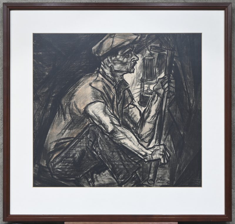“Mijnwerker”, een lithografie van een werk van Jan Toorop.