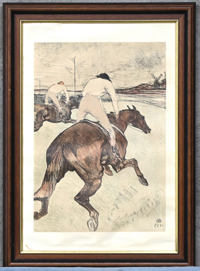 ‘The jockey’. Foto-lithografische reproductie naar Toulouse Lautrec.