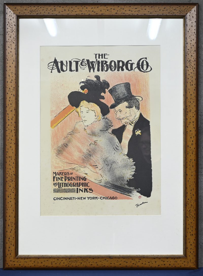 ‘The Ault & Wiborg’. Fotografische reproductie naar Toulouse Lautrec. Toegevoegd een boek; Meesters der schilderkunst.