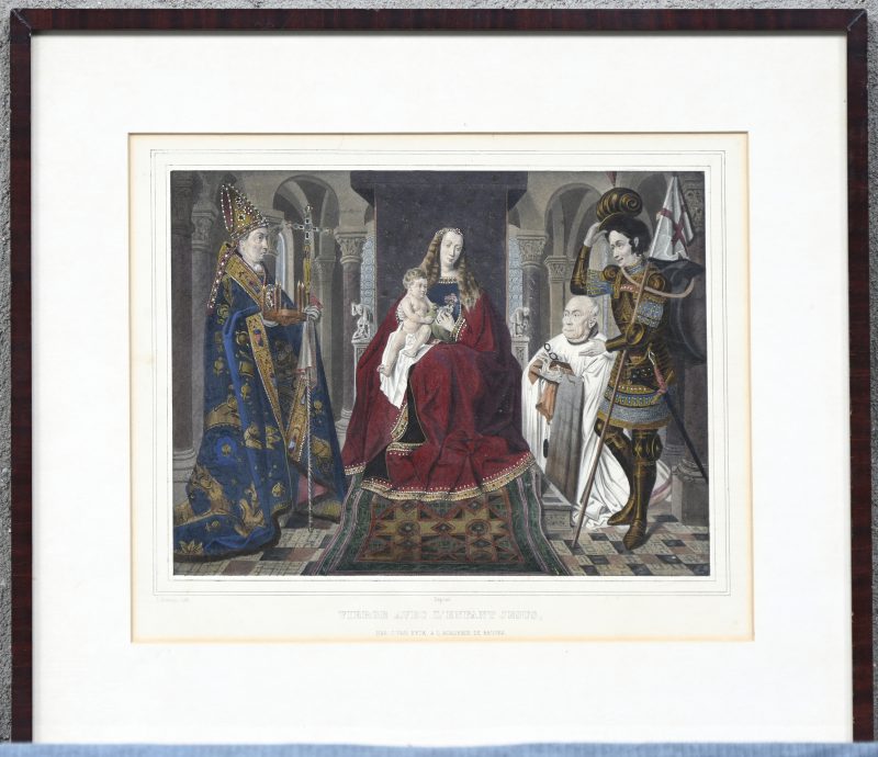 “Vierge avec l’enfant Jesus”, een kleurenlithografie naar Van Eyck door L. Ghémar.