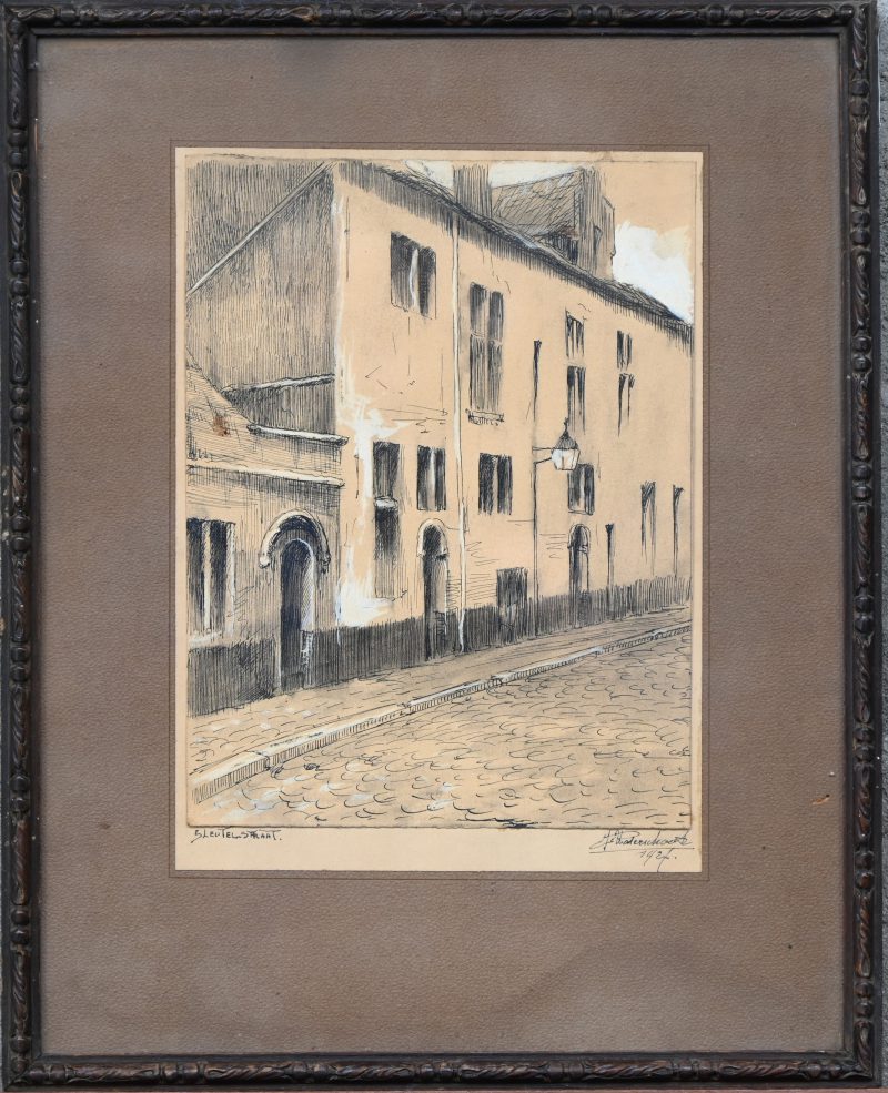 “Sleutelstraat”. Een tekening op papier. Gesigneerd en d.d. 1927.