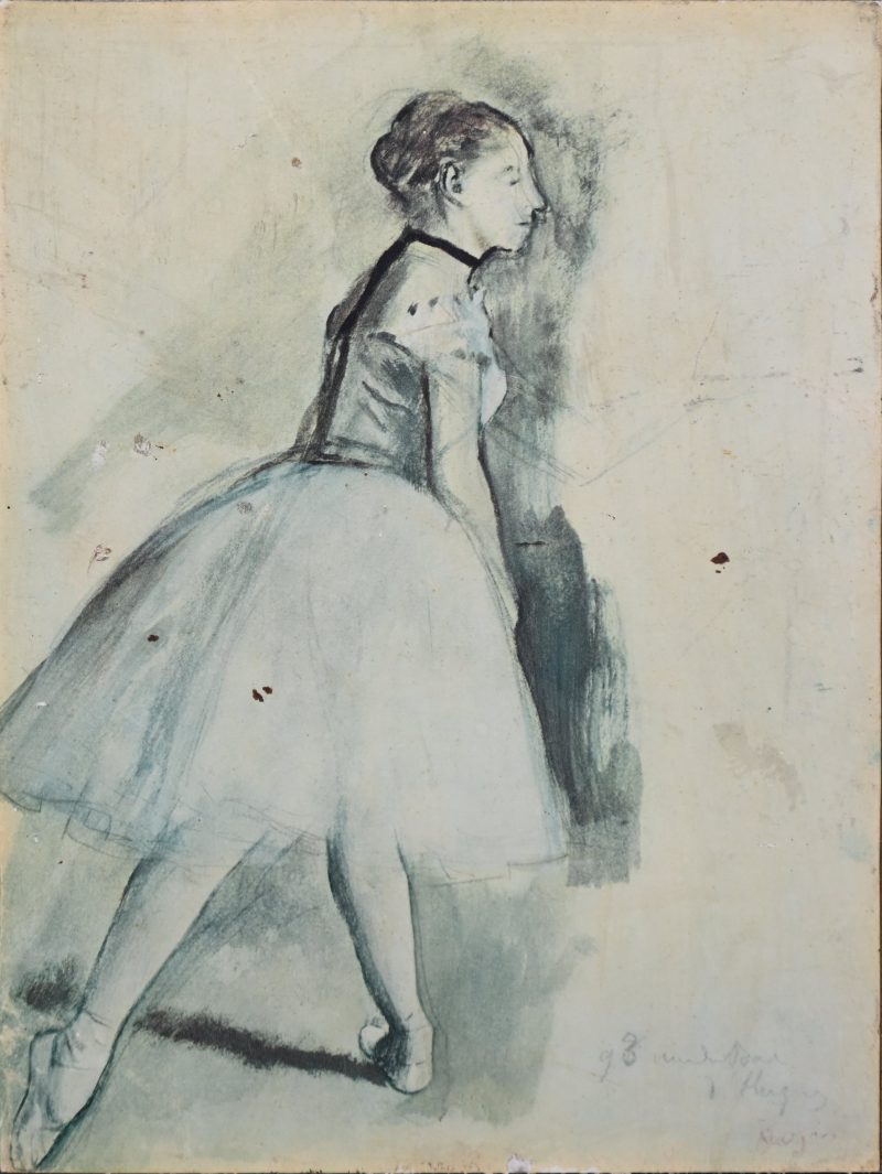“Danserers”. Een tekening op papier, geplakt op paneel. Met opschrift onduidelijk.