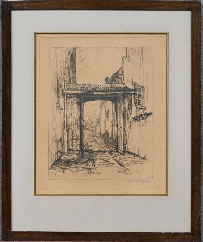 “Begijnhofpoort”. Een ets op papier, onder gesigneerd.