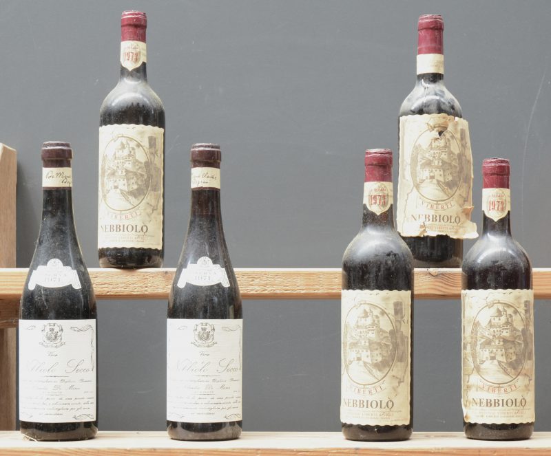 Lot rode wijn        aantal: 6 bt    Nebbiolo   Antonio Viberti, Barolo M.O.  1973  aantal: 4 bt    Nebbiolo Seco Riserva   Claudio de Maria, Dogliani M.O.  1971  aantal: 2 bt