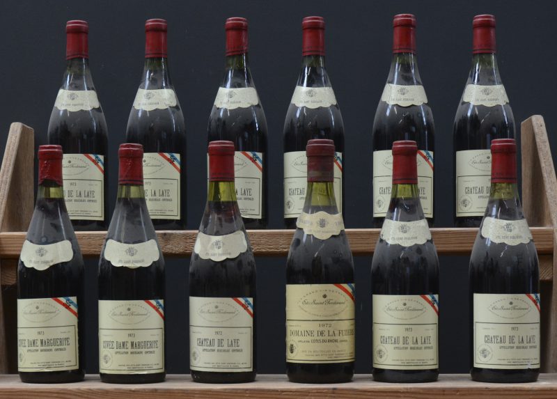 Lot rode wijn        aantal: 12 bt    Cuvée Dame Marguerite A.C. Bourgogne  Ets. Saint-Fernand, Milano M.O.  1973  aantal: 2 bt    Ch. de Laye A.C. Beaujolais  Ets. Saint-Fernand, Milano M.O.  1972  aantal: 1 bt    Dom. de la Fuzière A.C. Côtes du Rhône  Ets. Saint-Fernand, Milano M.O.  1972  aantal: 1 bt    Ch. de la Laye A.C. Beaujolais  Ets. Saint-Fernand, Milano M.O.  1973  aantal: 8 bt