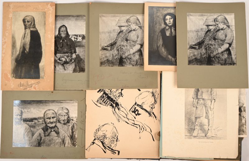 Een bundel foto’s van Paul Becker, Jean Malvaux en Albert Achten. Eén inkttekening (niet gesigneerd). 5 foto’s gesigneerd (waarschijnlijk in 1938).