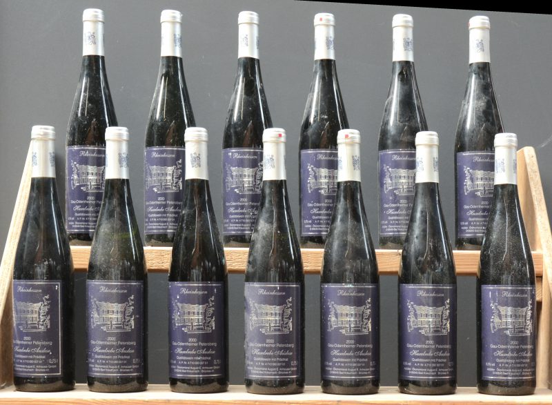 Gau-Odernheimer Petersberg Huxelrebe Auslese QmP Rheinhessen  Ökonomierat August E. Anheuser, Bad Kreuznach E.A.  2000  aantal: 13 bt