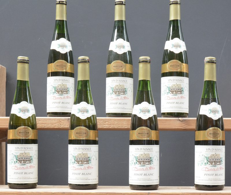 Pinot Blanc Baron de Hoen A.C. Alsace  Médaille d’Or Colmar 1992  Ch. de Beblenheim M.O.  1992  aantal: 7 bt