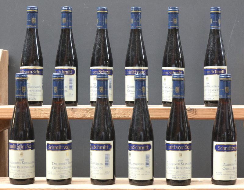 Dalheimer Kranzberg Ortega Beerenauslese Q.m.P. Rheinhessen  Gustav Adolf Schmitt’sche Weinkellerei, Nierstein M.O. O.D. 1989  aantal: 12 hbt
