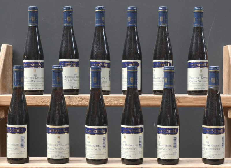 Dalheimer Kranzberg Ortega Beerenauslese Q.m.P. Rheinhessen  Gustav Adolf Schmitt’sche Weinkellerei, Nierstein M.O. O.D. 1989  aantal: 12 hbt