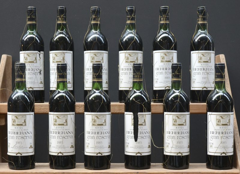 Rioja Berberana Gran Reserva D.O.  Bodegas Breberana, Cenicero M.O. O.D. 1983  aantal: 12 bt