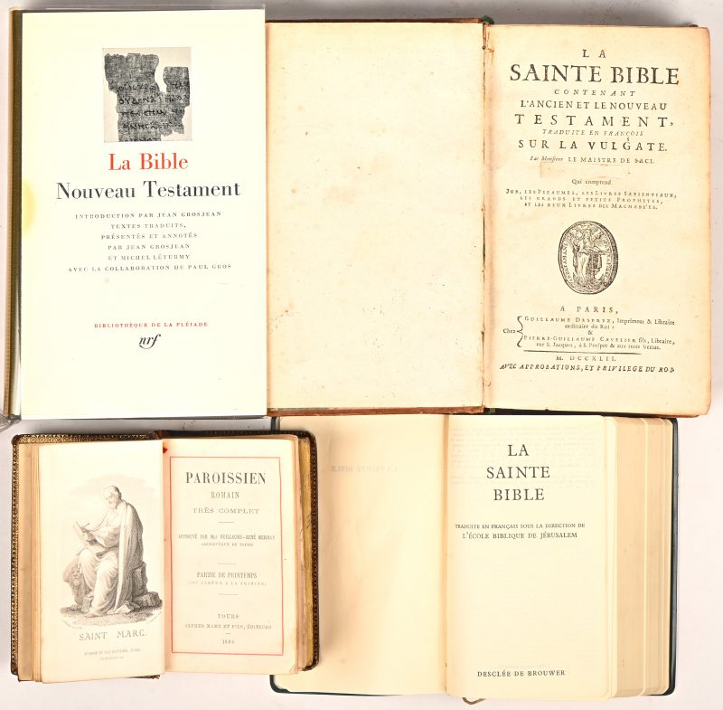 Een lot van drie bijbels, toegevoegd; ‘Paroissien, partie du prinetemps’.