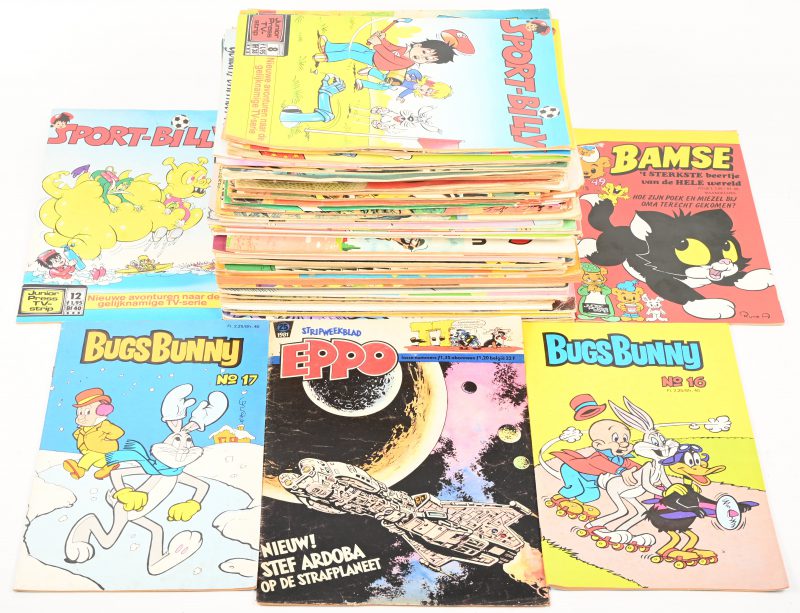 Gemengd lot strips en stripmagazines.
