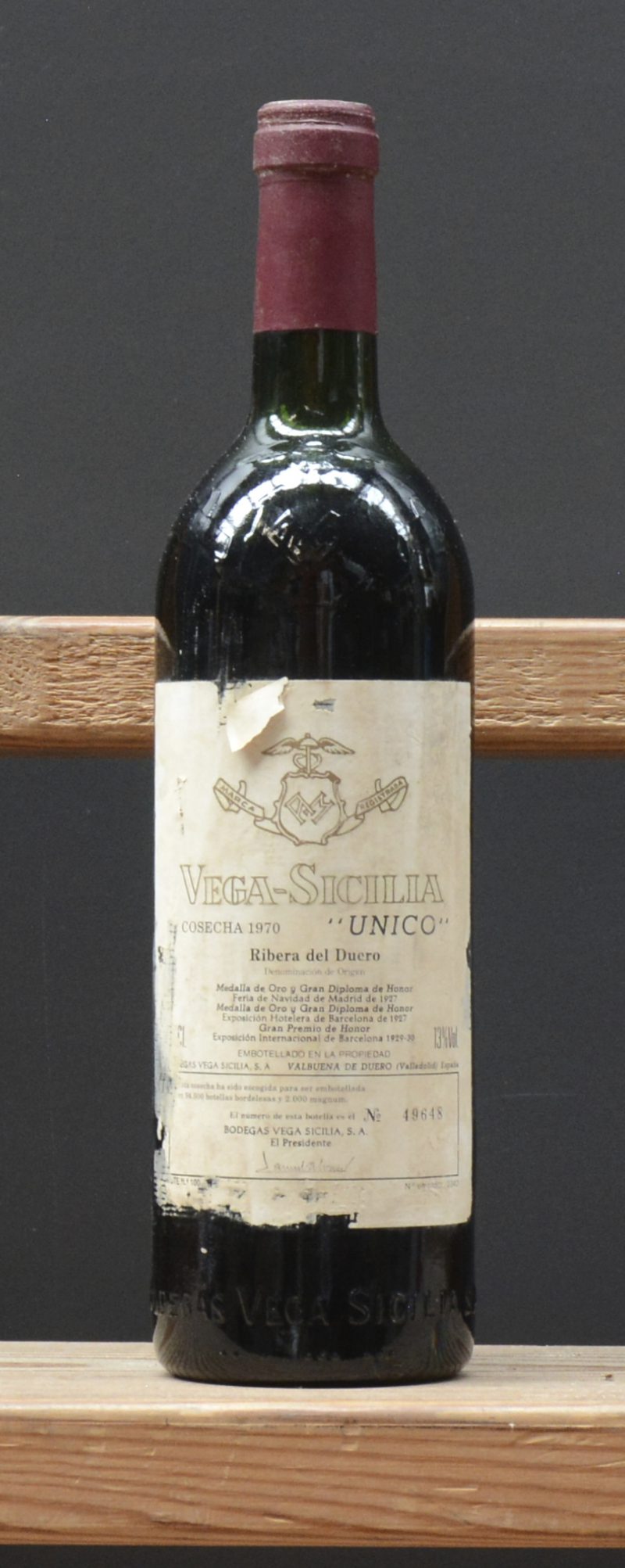 Vega-Sicilia Unico D.O. Ribera del Duero  Bodgas Vega Sicilia, Valbuena de Duero M.O.  1970  aantal: 1 bt
