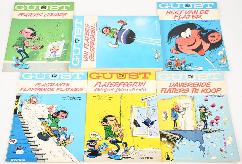 Een lot van tien Guust flater albums. R1, R2, R3, R4, 6, 7, 8, 9, 10 en 12. In goede tot zeer goede staat.