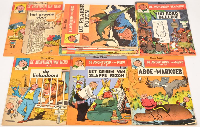 Een lot van 25 Nero stripalbums. 1, 2, 3, 4, 5, 6, 7, 78, 9, 10, 11, 12, 14, 15, 16, 17, 18, 19, 20, 21 en 22. Eerste drukken. Alsook vier Kapoentjesuitgaven; Operatie koekoek, De Spekschieter, De Krabbekokers en de Kille Man Jaro. In zeer goede staat.