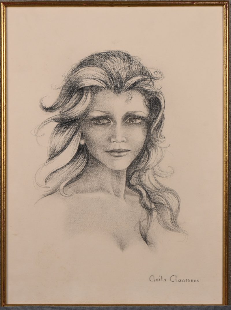 Portrettekening, getekend; Anita Claassens.