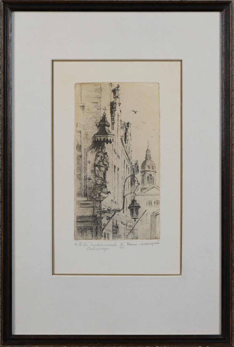 “Mariakapelletje”. Gravure. Gesigneerd  en genummerd.