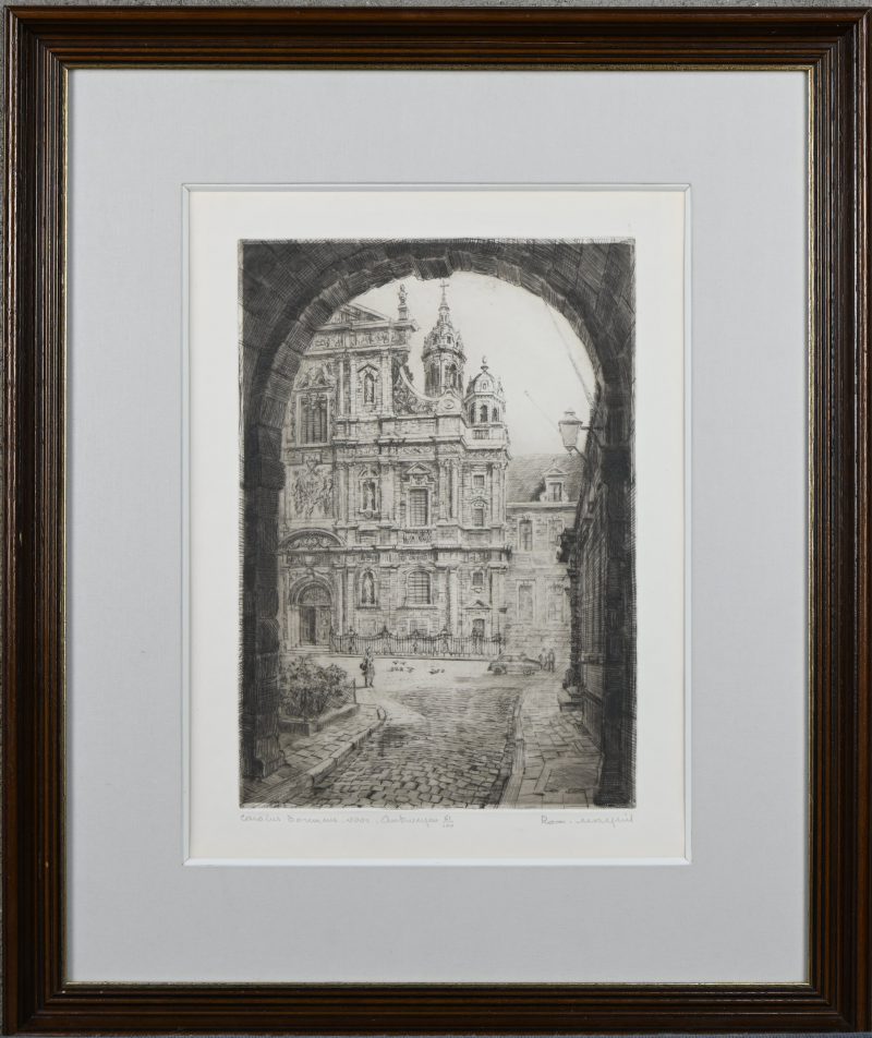 ‘Carolus Moromeus’, ets. Getekend buiten de plaat; Rom Malfliet. Nr 61 uit een oplage van 100.
