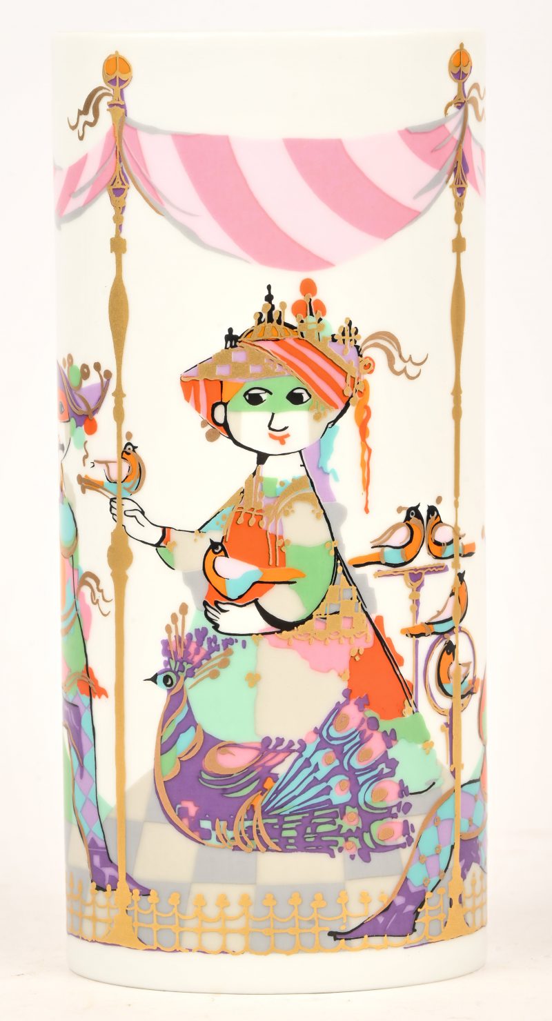 “Commedia dell arte, een porseleinen vaas, Rosenthal, Studio Linie, door Bjørn Wiinblad.
