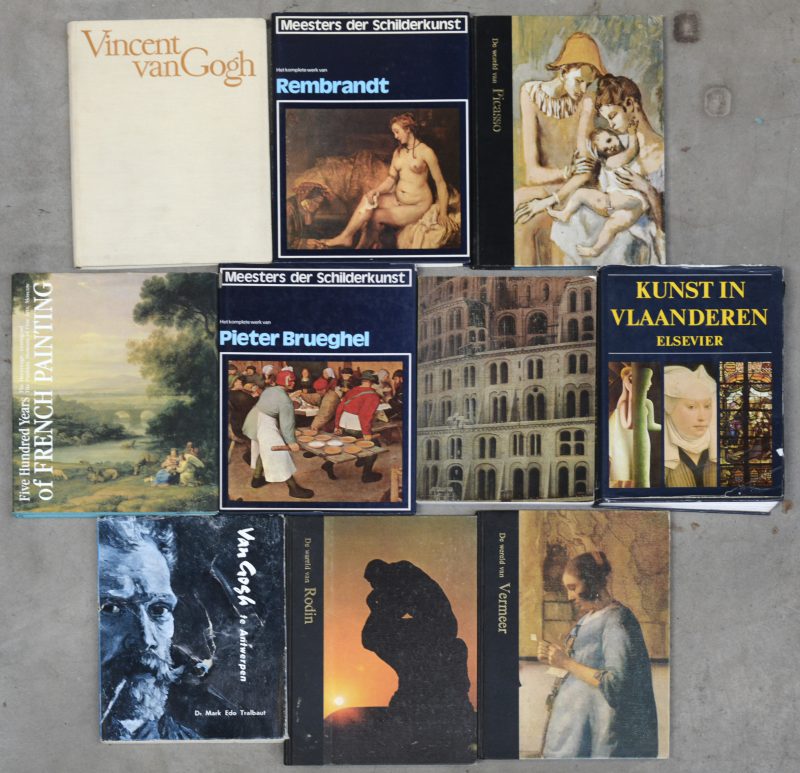 Tien boeken m.b.t. Kunst. Louis Piérard, “Das tragische Schicksal des Vincent van Gogh”. Ed. Gutenberg, Zürich 1948. Dr. Mark Edo Tralbaut, “Van Gogh te Antwerpen”. Ed. Ontwikkeling, Antwerpen 1958. Europaiia 80, “Bruegel, une dynastie de peintres”. Ed. Palais des Beaux Arts. “Five Hundred Years of French Painting”. Ed. Aurora, Leningrad. “Kunst in Vlaanderen”. Ed. Elsevier 1979. “Meesters der Schilderkunst: Rembrandt, Brueghel”. Ed. Lekturama Rotterdam. “De Wereld van Rodin, Picasso, Vermeer”. Ed. Parool/Life 1967-1971.