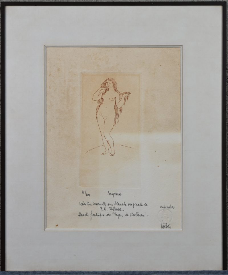 “Baigneuse”. Litho naar Renoir. Gesigneerd en genummerd 10/100 buiten de plaat.