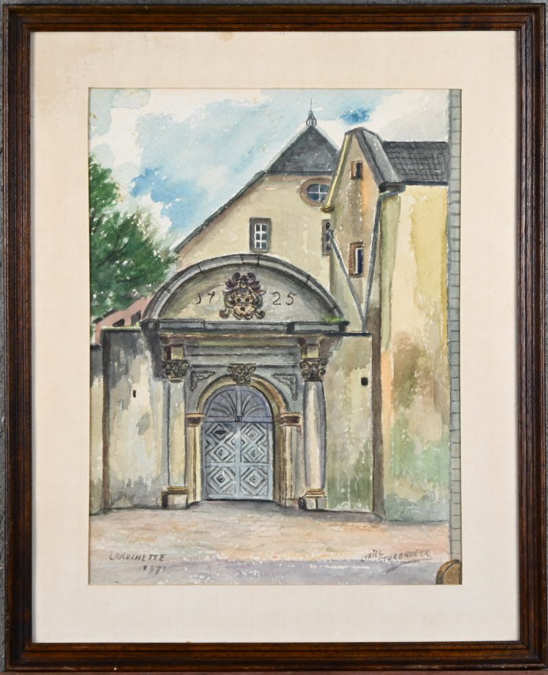 Larochette, aquarel getekend Cyriel Stokbroeckx.