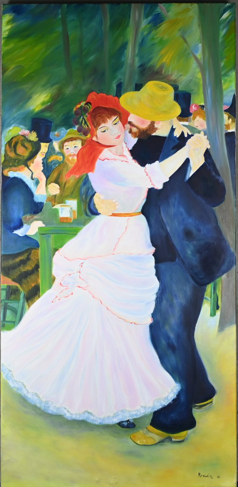 ‘Dansend in het park’, acrylverf op doek, naar Auguste Renoir.